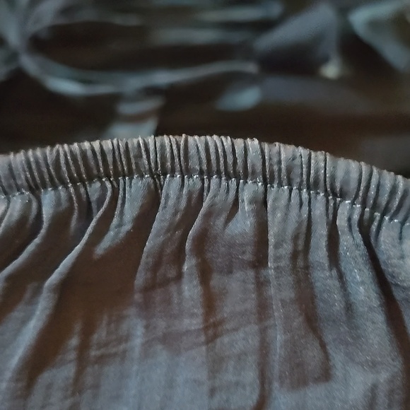 Blue tie front blouse from Mystree, soft open bottom long sleeve,size M - Picture 5 of 9